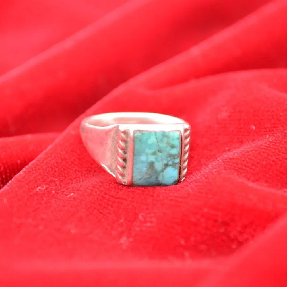 Vintage Sterling Silver Turquoise Ring Size 6 – Southwest‎ Boho Style